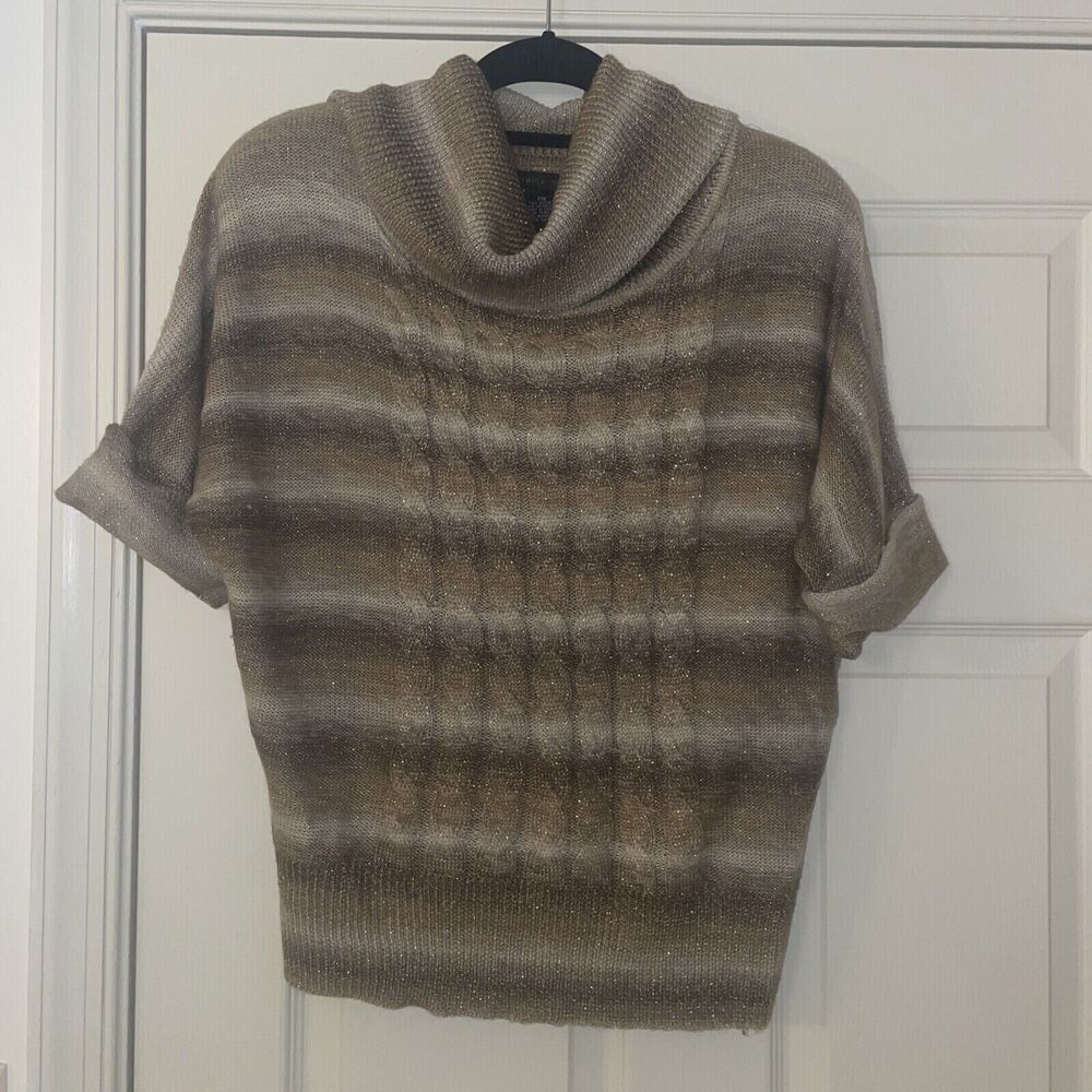 Preswick & Moore Women's Short Sleeve Cowl Neck Cable Knit Sweater NWT‎ Petite M